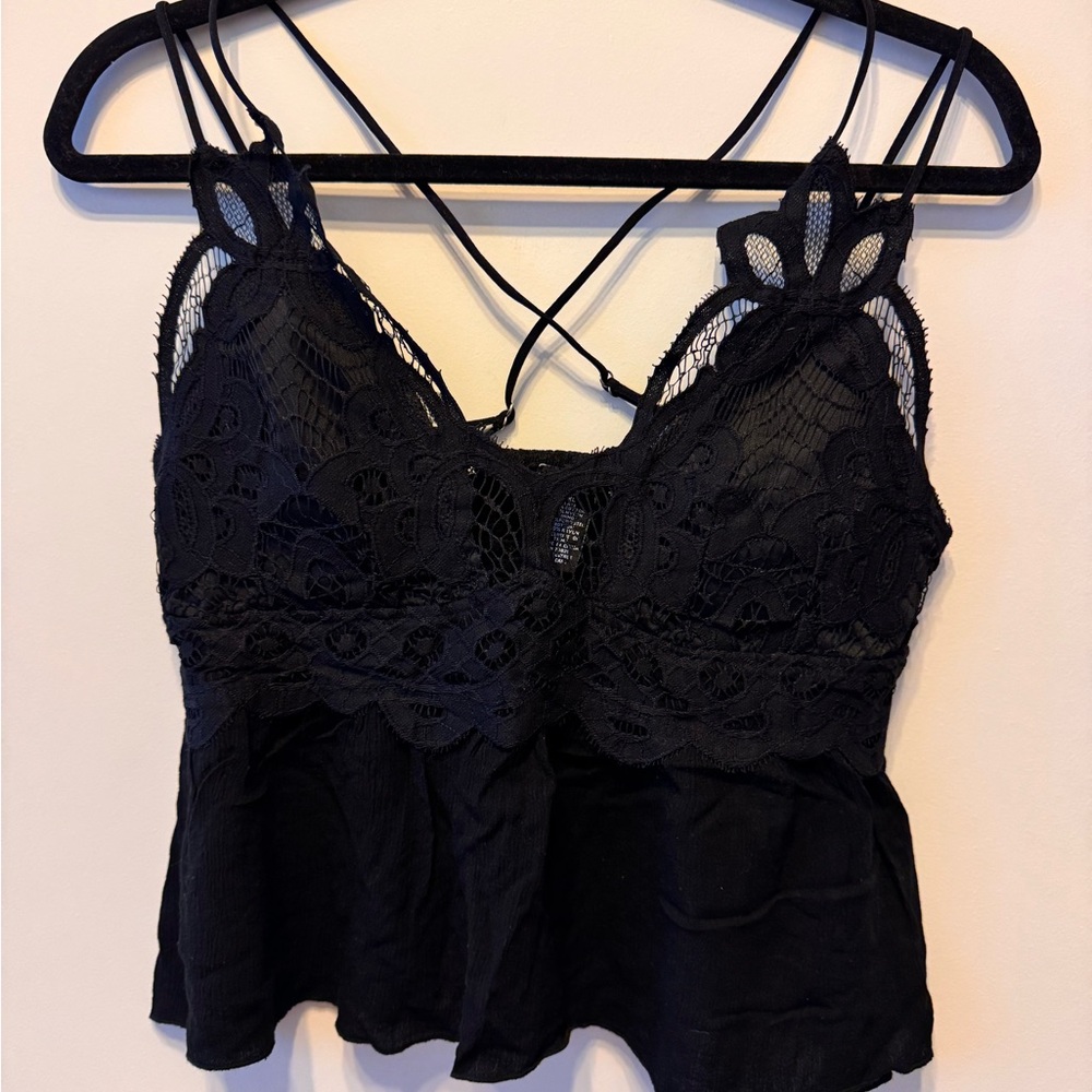 Black Lace Strappy Top